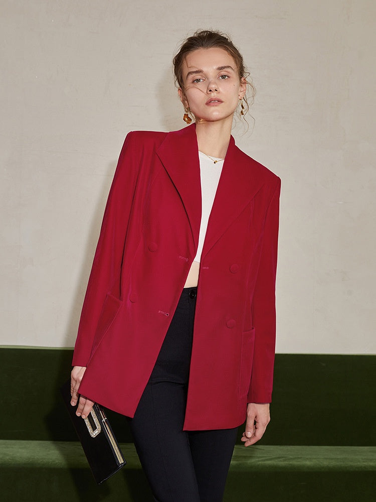 Blazer mit Reverskragen und V-Ausschnitt