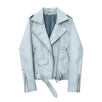 Biker-Lederjacke mit Reißverschlüssen und Gürtel