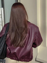 Lederjacke mit Reverskragen, Reißverschluss und Knopfverschluss