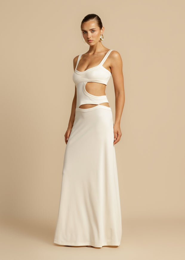 Nora - Modisches eng anliegendes weißes Kleid