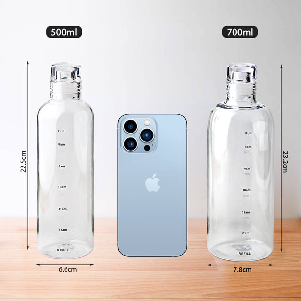 Elia transparente Trinkflasche mit Zeitmarkierung
