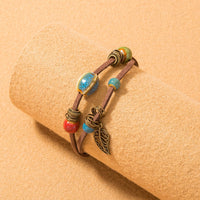 Boho-Armband Aus Leder Mit Keramikperlen Lantana - Elegantes Boho Schmuckarmband Für Den Alltag