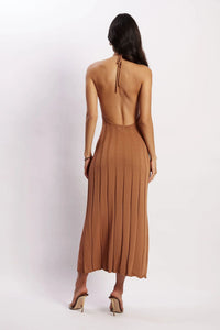 Midikleid aus gewebtem Plissee mit Neckholder - Dalila