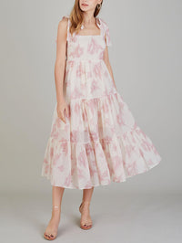 Lara - Einzigartiges Midikleid mit Retro-Blumendruck und Schnürung