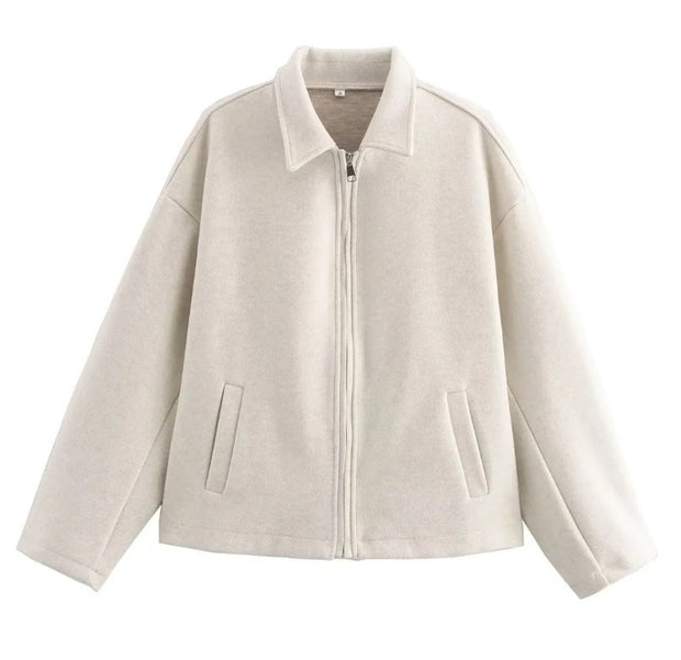 Kurze Wolljacke mit Reißverschluss für Damen - Sonia