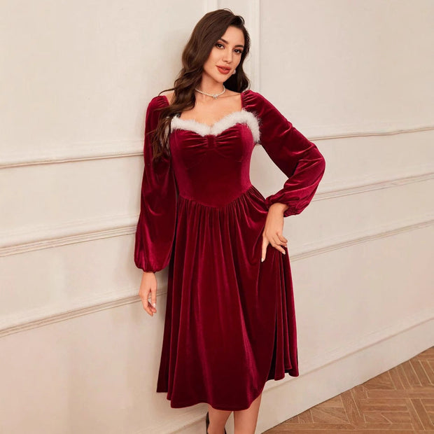 Kleid mit Samteffekt für Frauen - Alissane