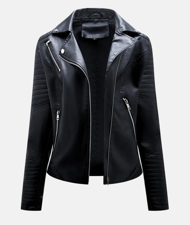 Biker-Lederjacke ohne Kapuze