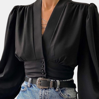 Alondra - Modische Puffärmel-Bluse mit V-Ausschnitt