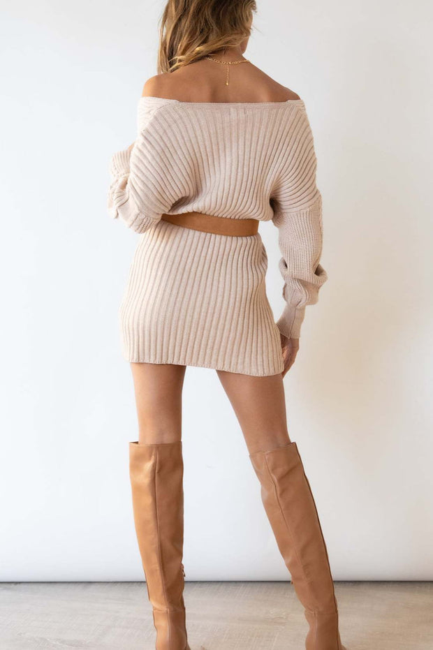 Damen Strickkleid mit überkreuztem Ausschnitt - Ragnheidr