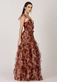 Judy - Langes böhmisches Blumenkleid