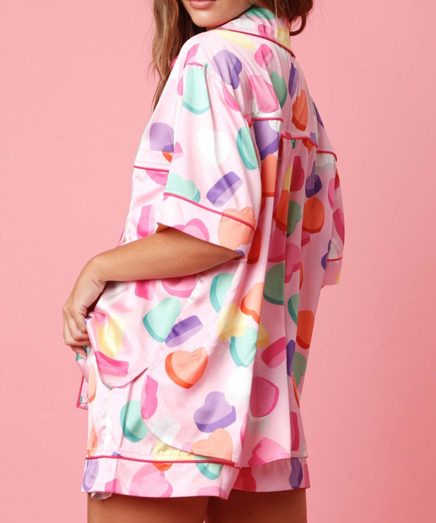 Satin-Pyjama-Set mit Hemd und Shorts für Damen - Varelia