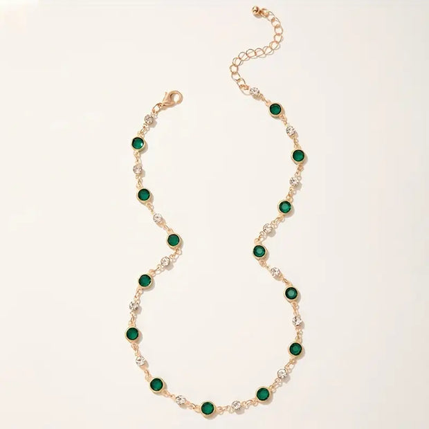 Goldene Fußkette Amália Mit Grünen Kristallen Und Zirkonien Für Damen Eleganter Knöchel Schmuck