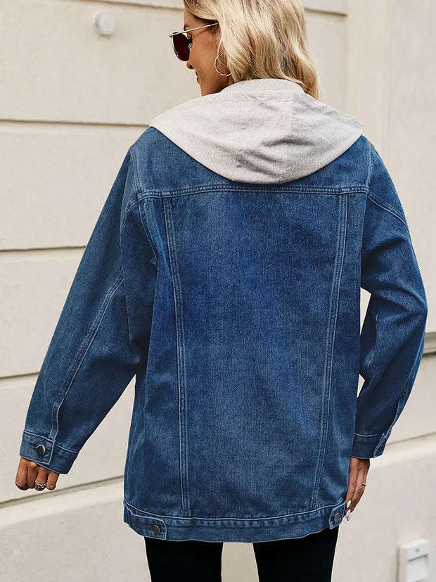 Jeansjacke mit Knopfverschluss, Taschen und lockerer Passform