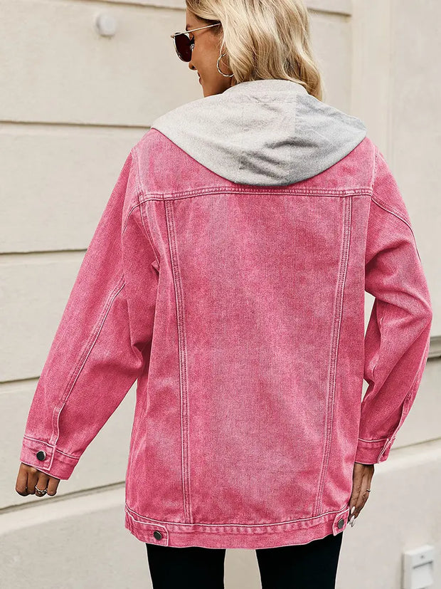 Jeansjacke mit Knopfverschluss, Taschen und lockerer Passform