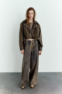 Waschbare Lederjacke mit Farbverlauf