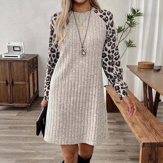 Damen Kleid Langarm Strick Animal Print - Sophie