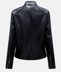 Biker-Lederjacke ohne Kapuze