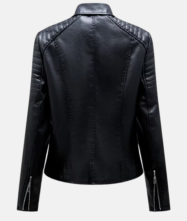 Biker-Lederjacke ohne Kapuze