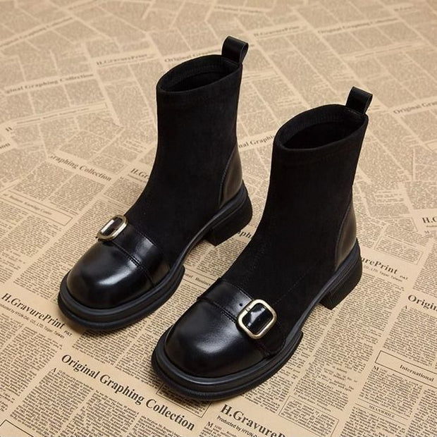 Damen Knöchel Stiefel eng anliegende Silhouette dekorative Schnalle - Rebeca