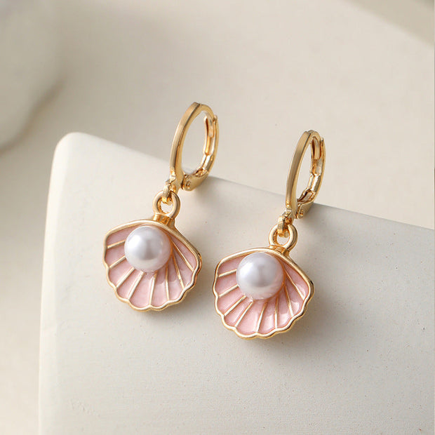 Damen Perlenohrringe Vergoldet Rosa Muschel - Elise