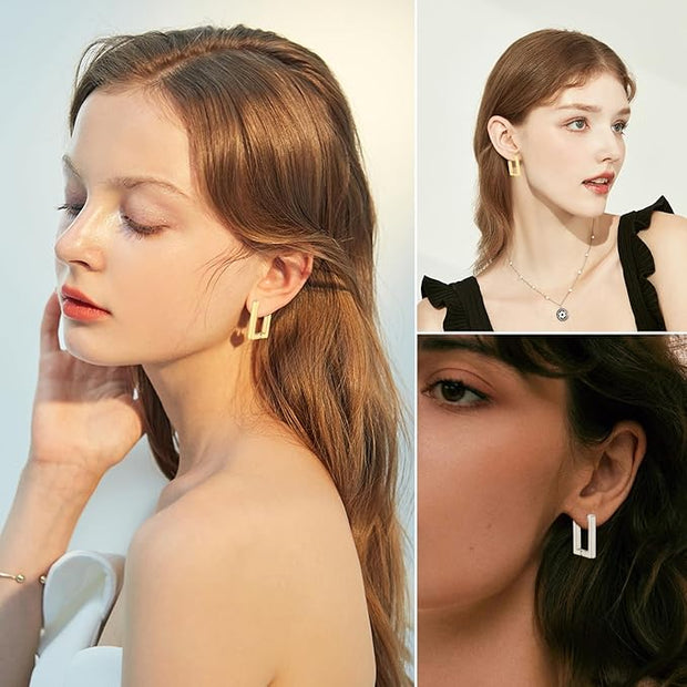 Ohrstecker Quadratische Eleganz Talisa Geometrische Minimalistische Ohrringe Mit Poliertem Gold Finish Reflektieren Licht