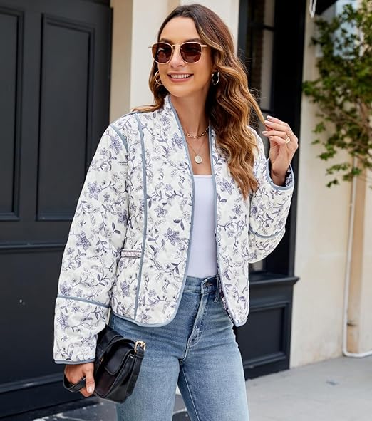 Jacke zum Wenden mit Blumenmuster und Ethno-Muster