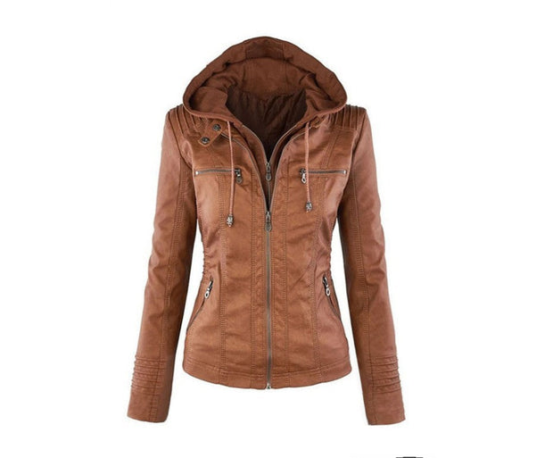 Lederjacke mit Kapuze