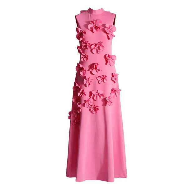 Lena - Langes rosa Kleid mit Blumen