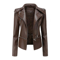Lederjacke im Gothic-Stil mit Revers und Reißverschluss