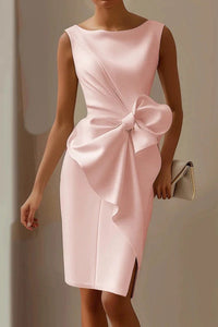Damen Midi-Kleid tailliert mit Schleife elegant - Ailbhe