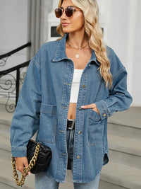Jeansjacke im Used-Look mit Knopfverschluss und langen Ärmeln