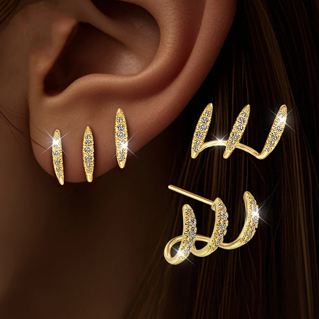 Elegante Strass Dreikrallen Ohrringe