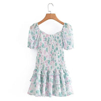 Fioby - Florales Rüschen-Minikleid mit Puffärmeln