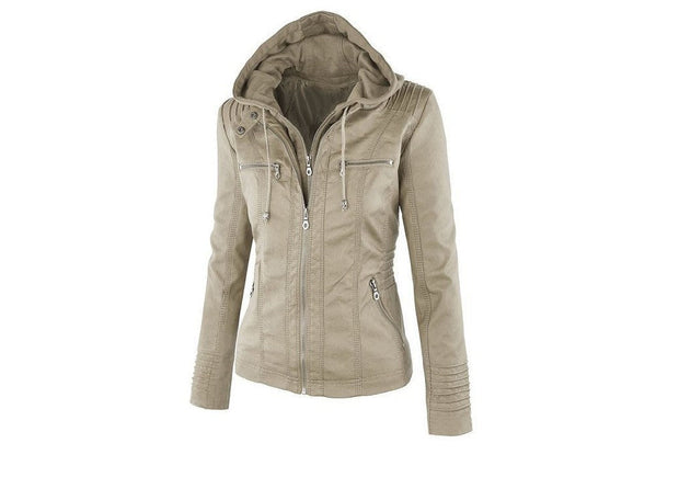 Lederjacke mit Kapuze