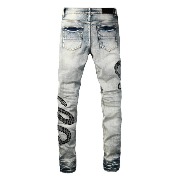 Skinny-Jeans mit Schlangenmuster - Eldric