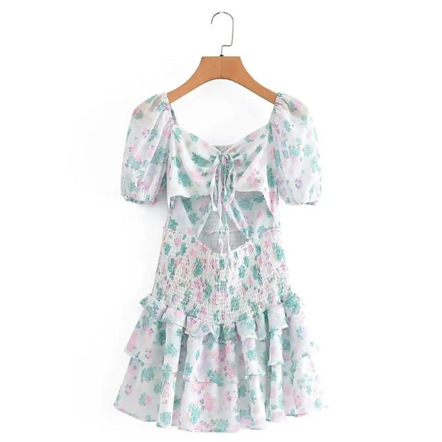 Fioby - Florales Rüschen-Minikleid mit Puffärmeln