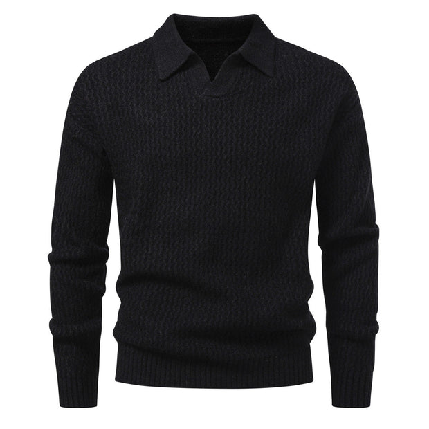 Herren-Jacquard-Strickpullover mit breitem Kragen - Raptor