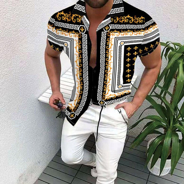Lässiges Herren Kurzarm Hemd mit Druck