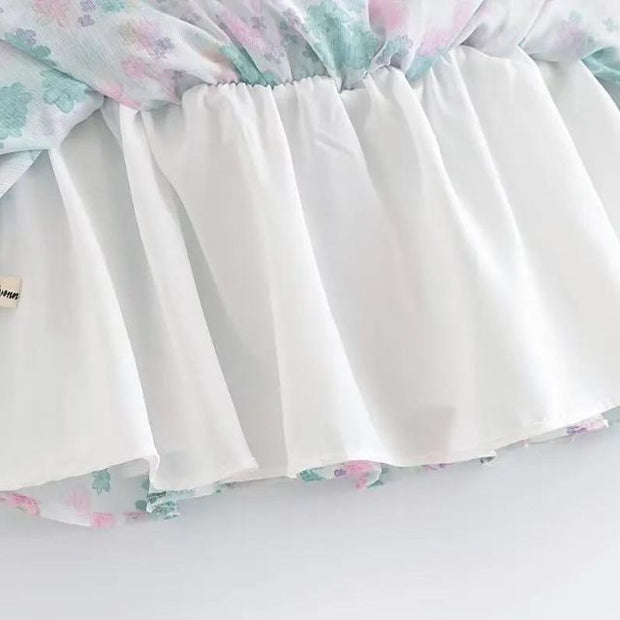 Fioby - Florales Rüschen-Minikleid mit Puffärmeln