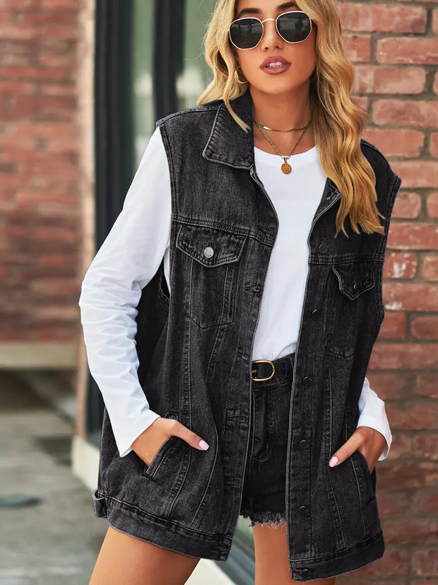 Jeansweste mit lockerer Passform
