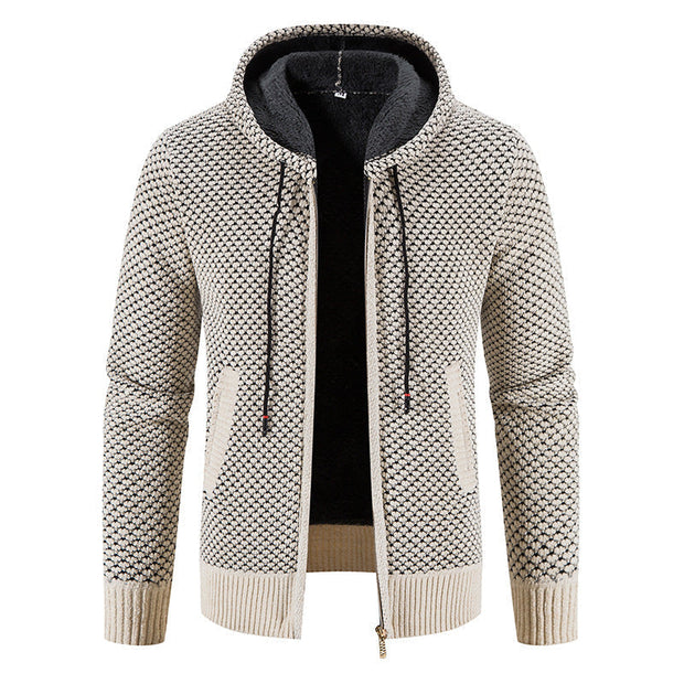 Herrenstrickjacke mit Kapuze und Innenfutter - Rynor