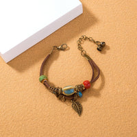 Boho-Armband Aus Leder Mit Keramikperlen Lantana - Elegantes Boho Schmuckarmband Für Den Alltag