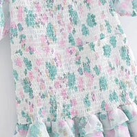 Fioby - Florales Rüschen-Minikleid mit Puffärmeln