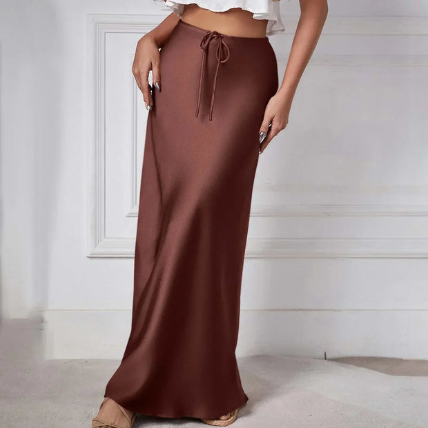 Satinrock mit hoher Taille und Schleifen, elegant und trendy - Camille