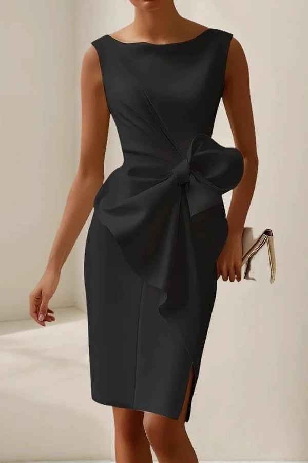 Damen Midi-Kleid tailliert mit Schleife elegant - Ailbhe