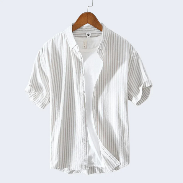 Herren Kurzarm-Button-Down-Hemd – Streifen