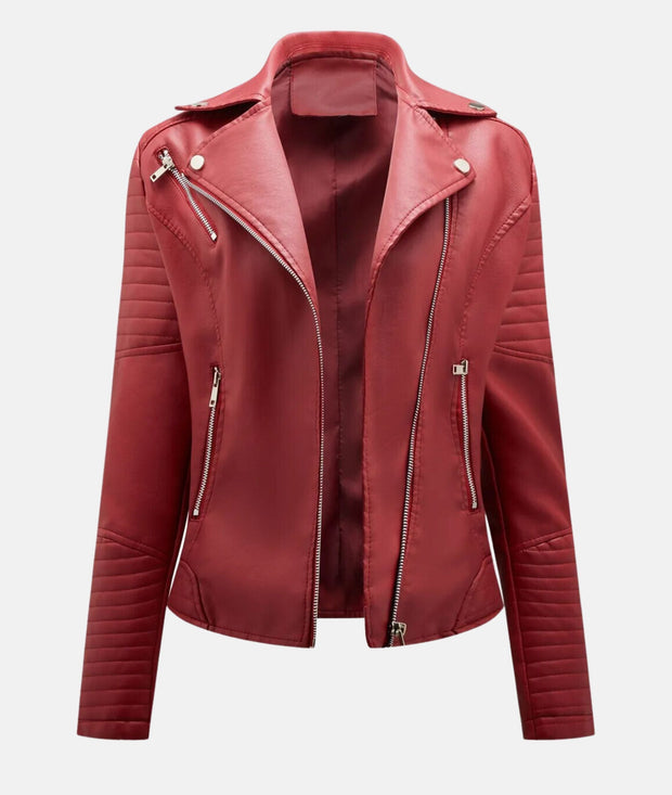 Biker-Lederjacke ohne Kapuze