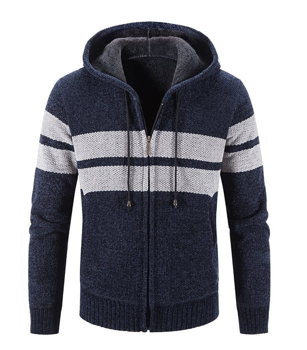 Herrenstrickjacke mit Kapuze und Thermofutter - Tobias