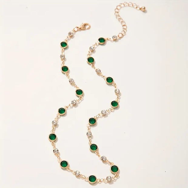 Goldene Fußkette Amália Mit Grünen Kristallen Und Zirkonien Für Damen Eleganter Knöchel Schmuck