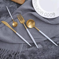 Modernes Besteckset Weiß-Gold – 24-teilig